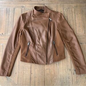 Marc new York Marc Andrews whiskey Leather Women's large bomber Jacket